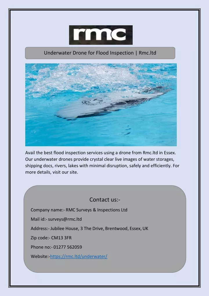 underwater drone for flood inspection rmc ltd