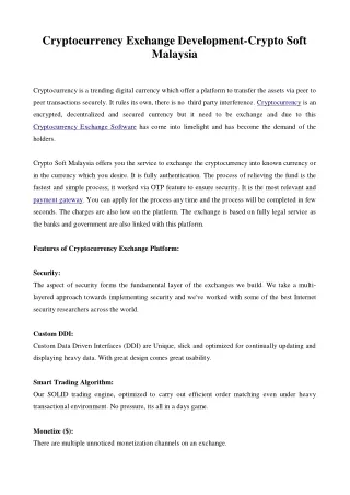 cryptocurrency exchange development crypto soft