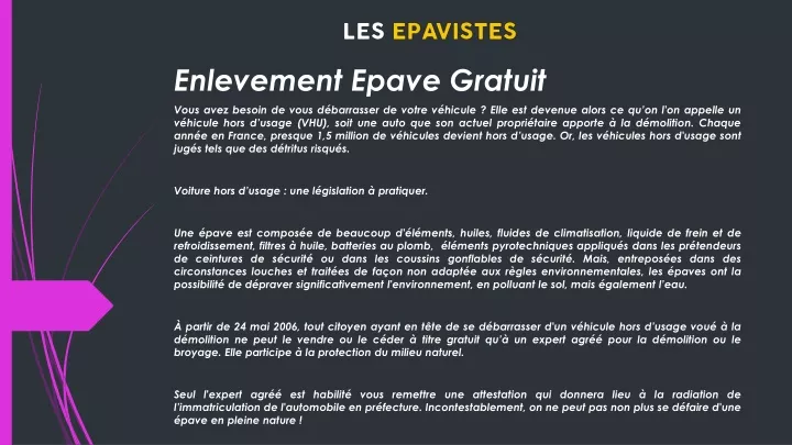 enlevement epave gratuit