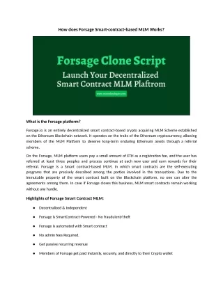 Forsage Clone Script - Launch Your Decentralized Smart Contract Platform Based MLM Platform