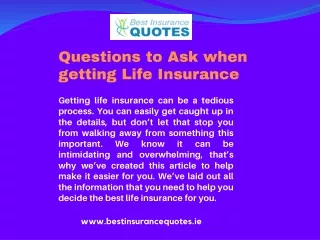 Questions to Ask when getting Life Insurance