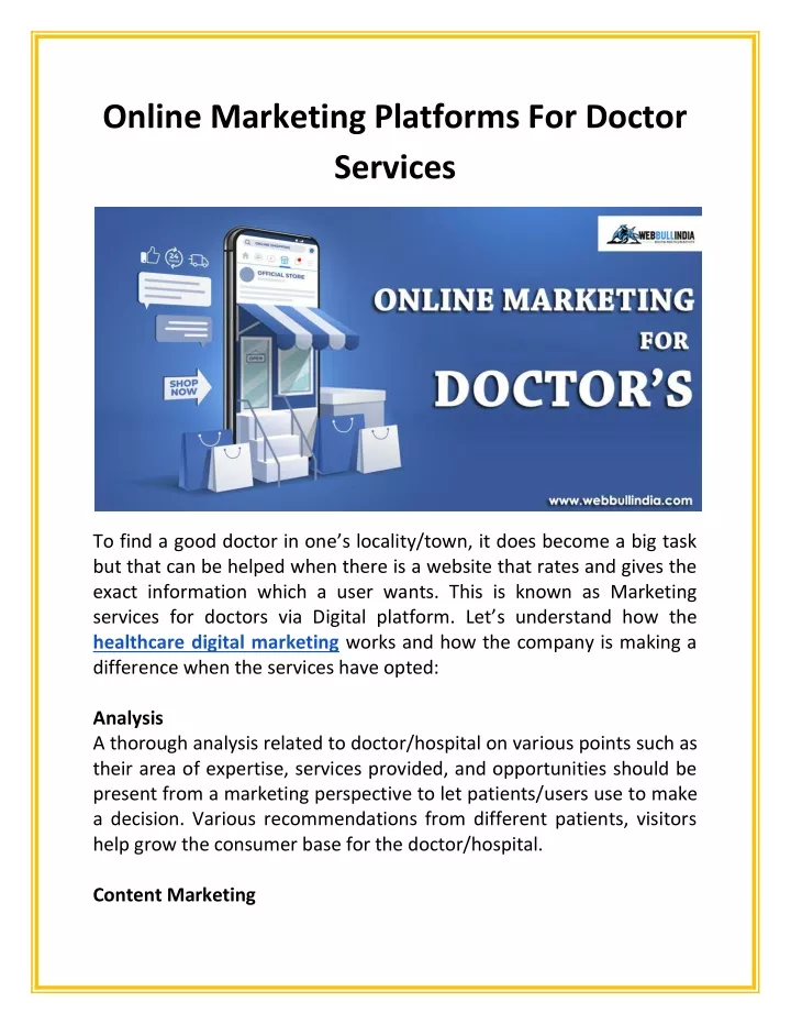 online marketing platforms for doctor services