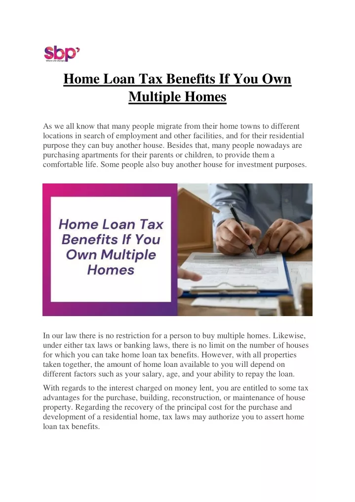 home loan tax benefits if you own multiple homes