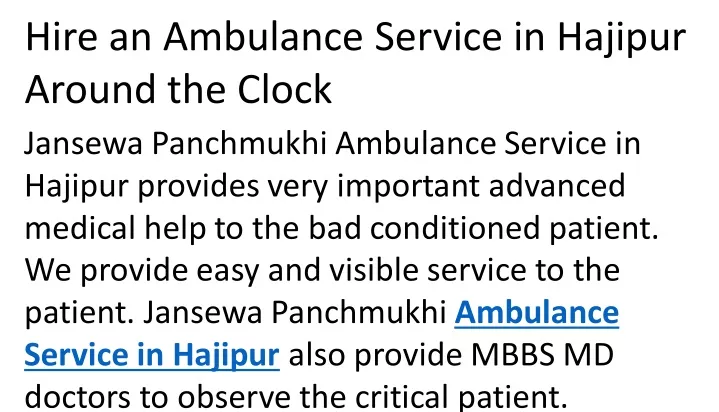 hire an ambulance service in hajipur around