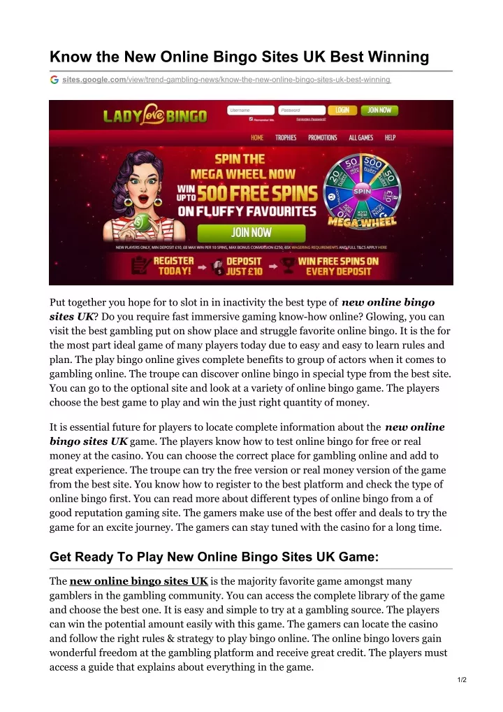 know the new online bingo sites uk best winning