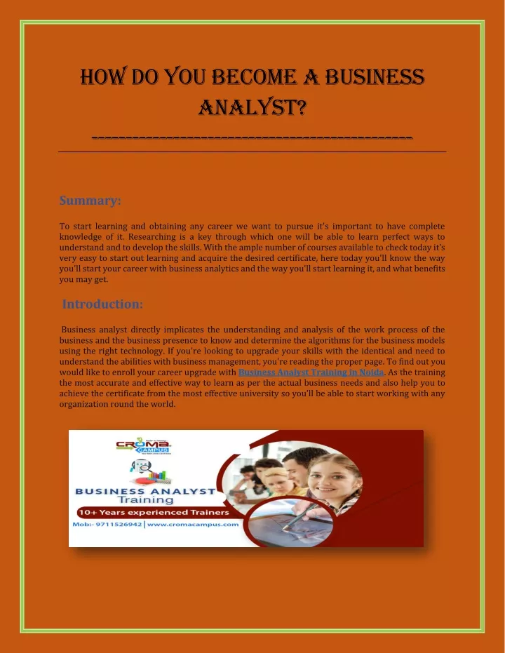 how do you become a business analyst