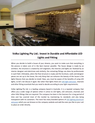 volka lighting pty ltd invest in durable