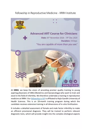 fellowship in reproductive medicine iirrh