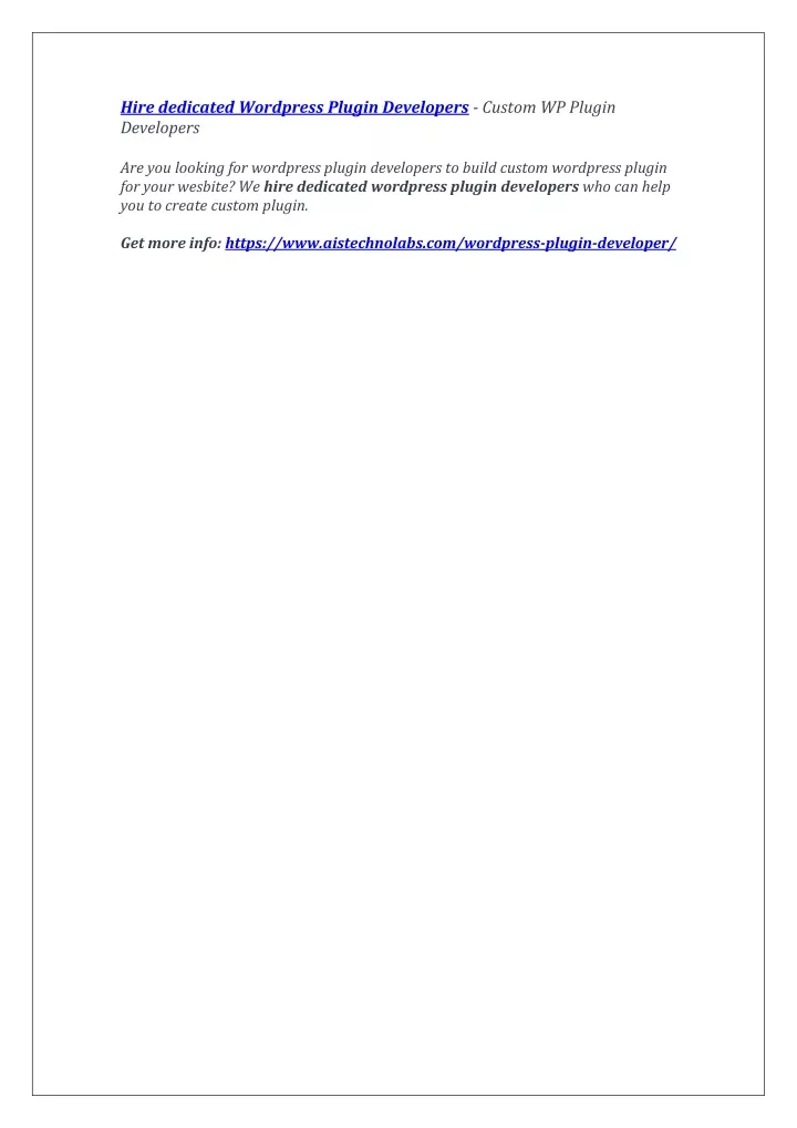 hire dedicated wordpress plugin developers custom