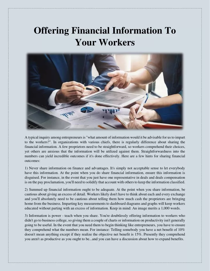 offering financial information to your workers