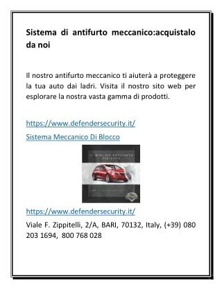 sistema di antifurto meccanico acquistalo da noi