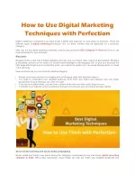 How to use Digital Marketing Techniques with Perfection - slide 1