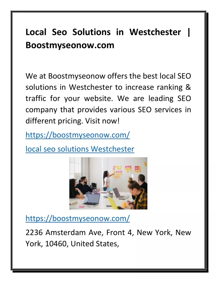 local seo solutions in westchester boostmyseonow