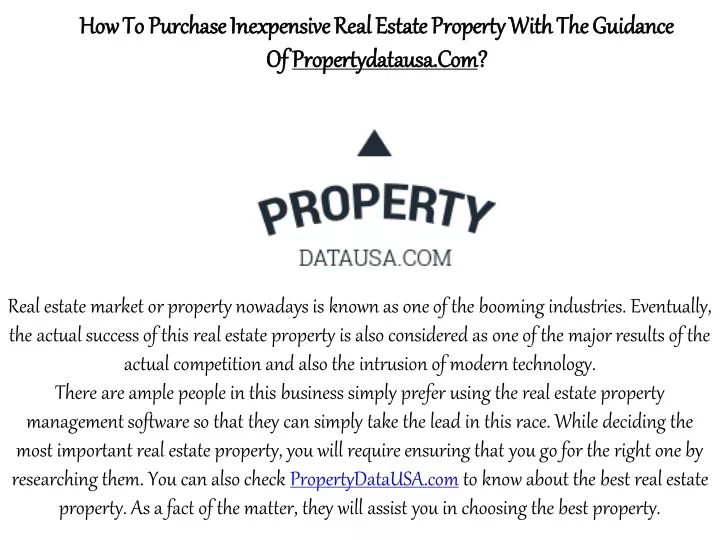 how to purchase inexpensive real estate property