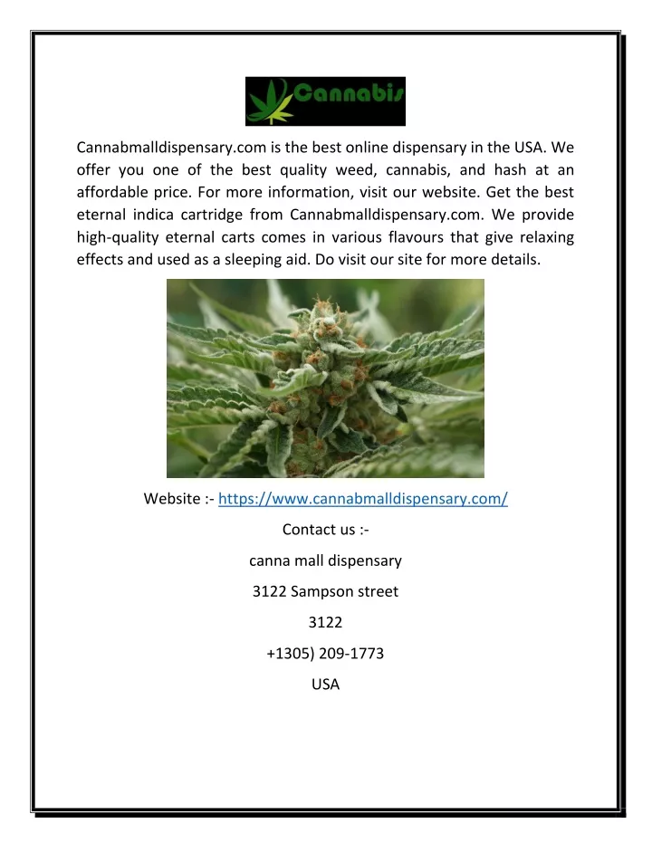 cannabmalldispensary com is the best online