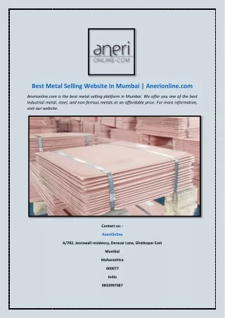 Best Metal Selling Website In Mumbai | Anerionline.com