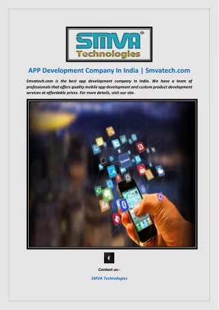APP Development Company In India | Smvatech.com