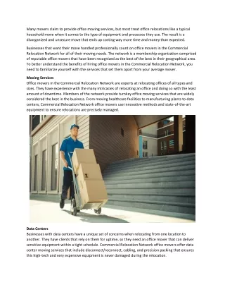 Why Hire an Office Mover in the Commercial Relocation Network?