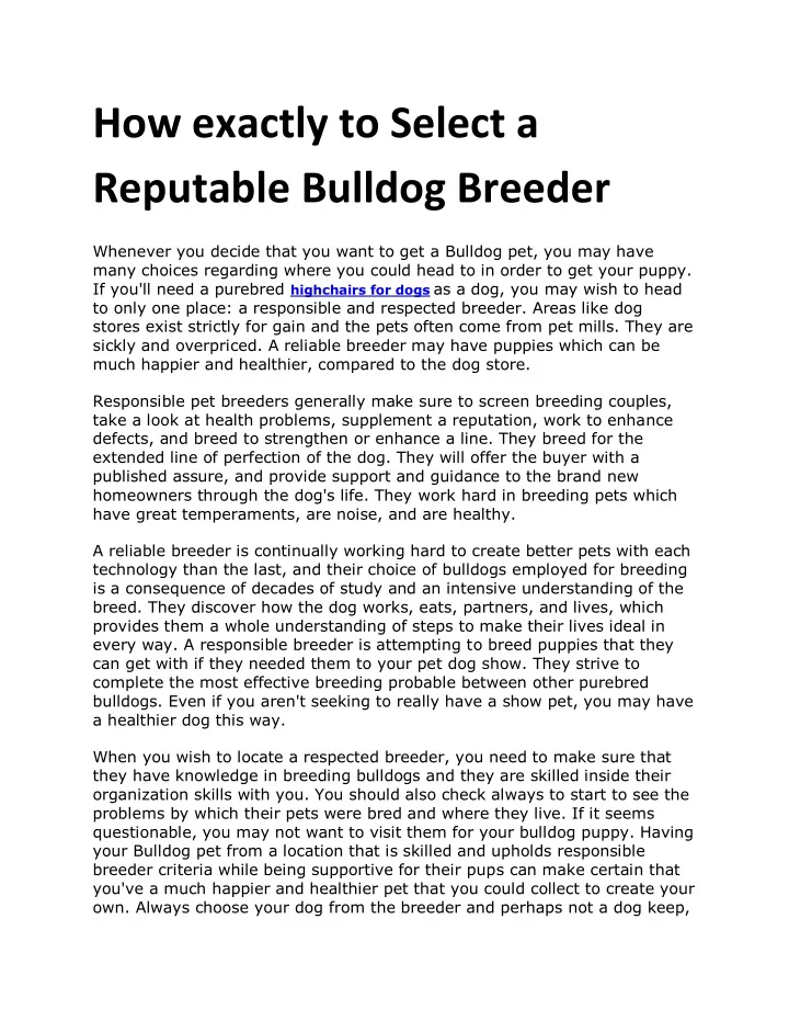 how exactly to select a reputable bulldog breeder