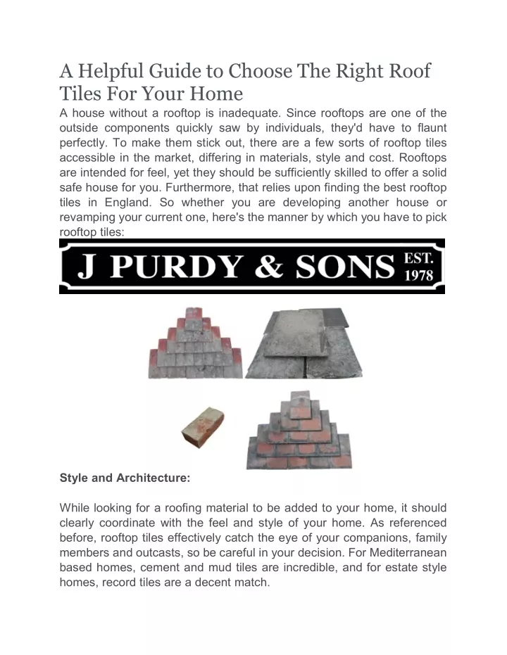a helpful guide to choose the right roof tiles