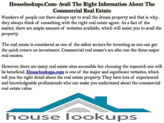 Houselookups.Com- Avail The Right Information About The Commercial Real Estate