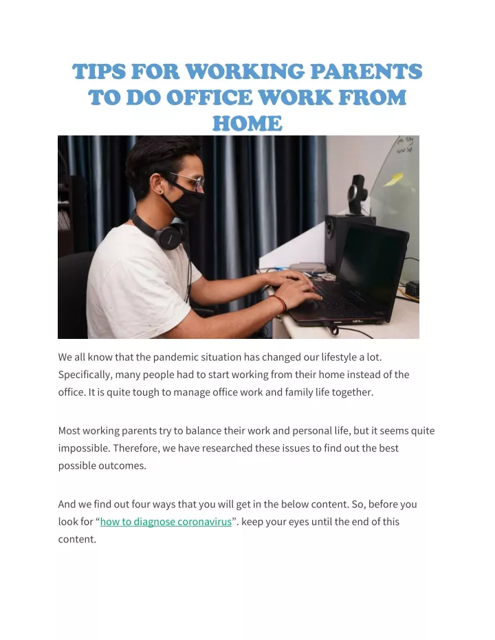 tips for working parents to do office work from