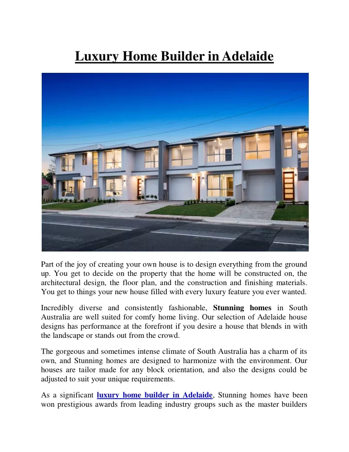 luxury home builder in adelaide