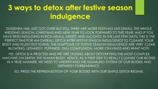 3 ways to detox after festive season indulgence