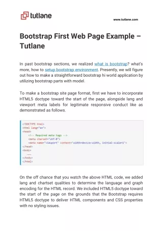 Bootstrap First Web Page Example – Tutlane