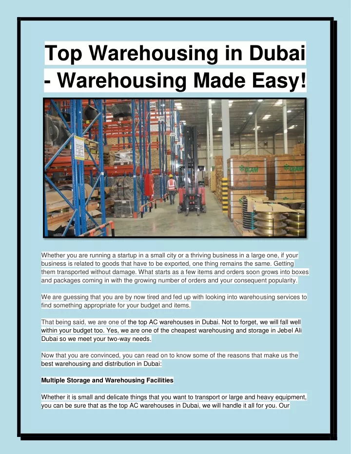 top warehousing in dubai warehousing made easy