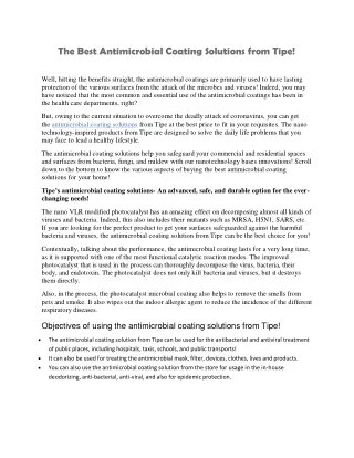 The Best Antimicrobial Coating Solutions from Tipe!