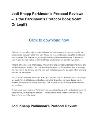 Jodi Knapp Parkinson's Protocol Reviews