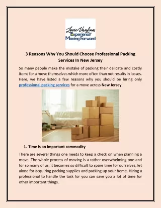 3 Reasons Why You Should Choose Professional Packing Services In New Jersey