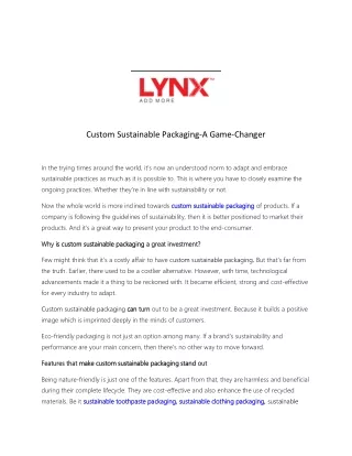 Custom Sustainable Packaging-A Game-Changer