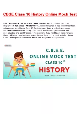 cbse class 10 history online mock test