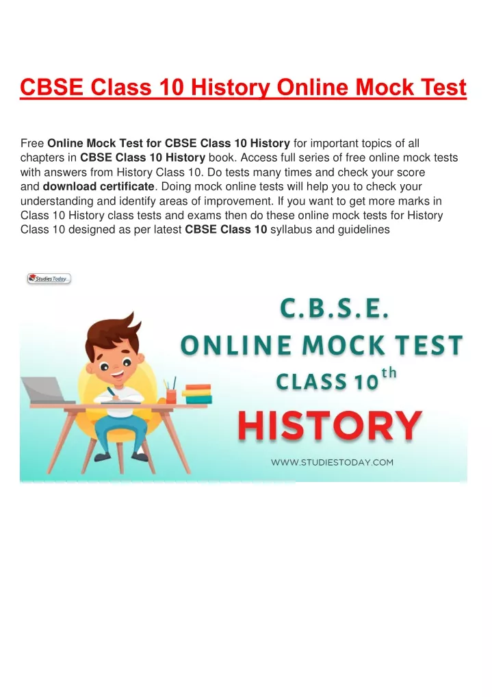 cbse class 10 history online mock test
