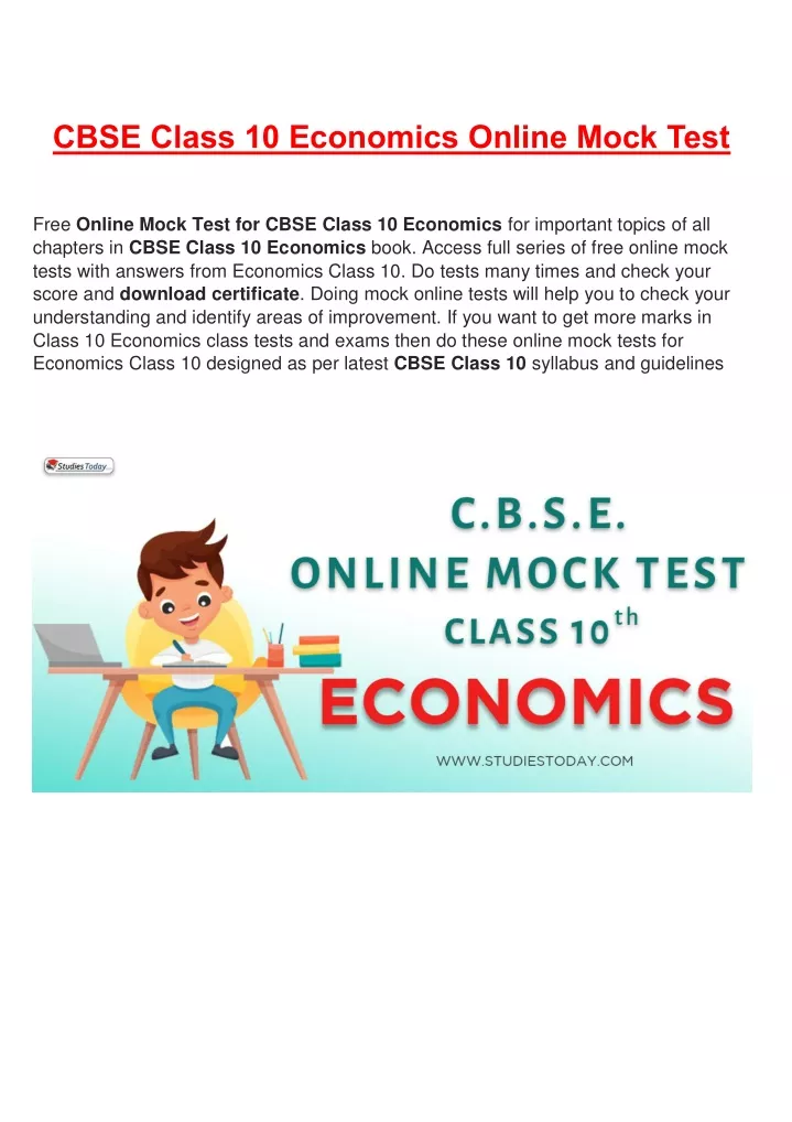 cbse class 10 economics online mock test