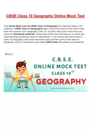 cbse class 10 geography online mock test
