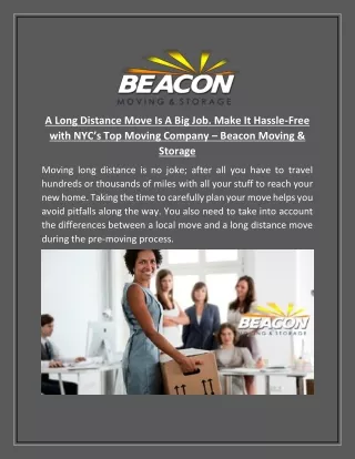 A Long Distance Move Is A Big Job. Make It Hassle-Free with NYC’s Top Moving Company – Beacon Moving & Storage