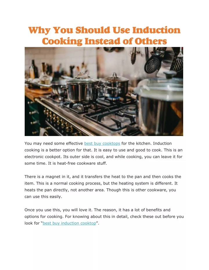 why you should use induction cooking instead