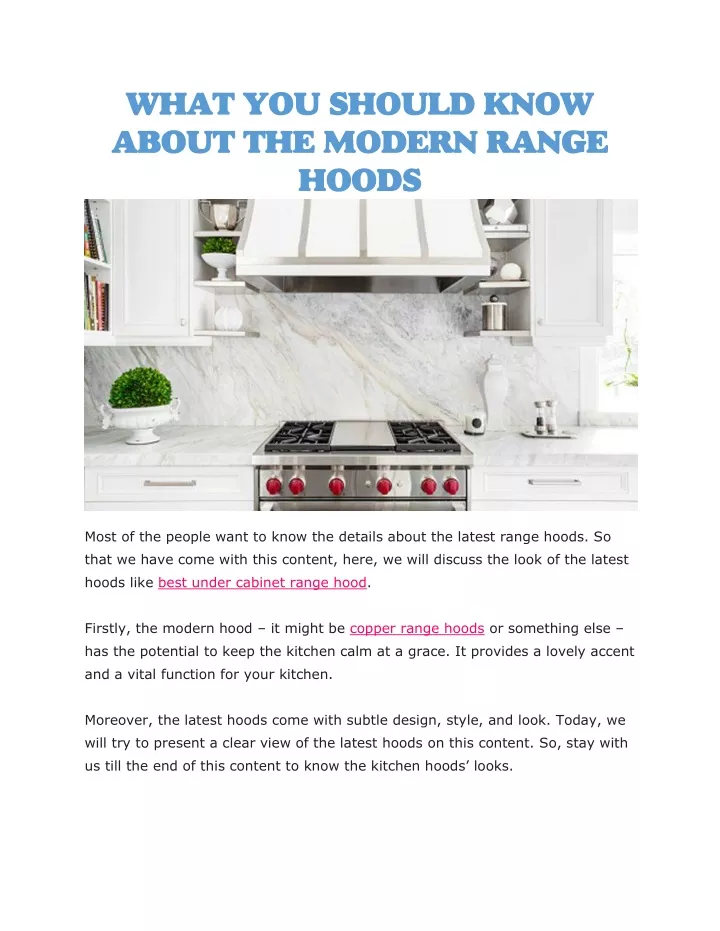 what you should know about the modern range hoods