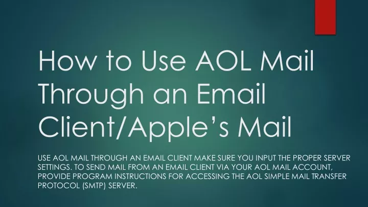 how to use aol mail through an email client apple