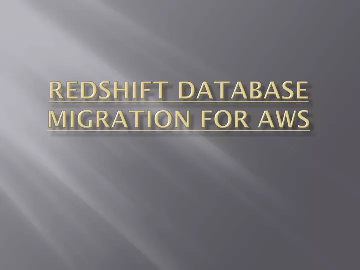 redshift database migration for aws