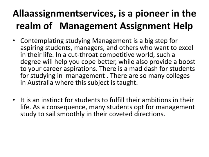 allaassignmentservices is a pioneer in the realm of management assignment help
