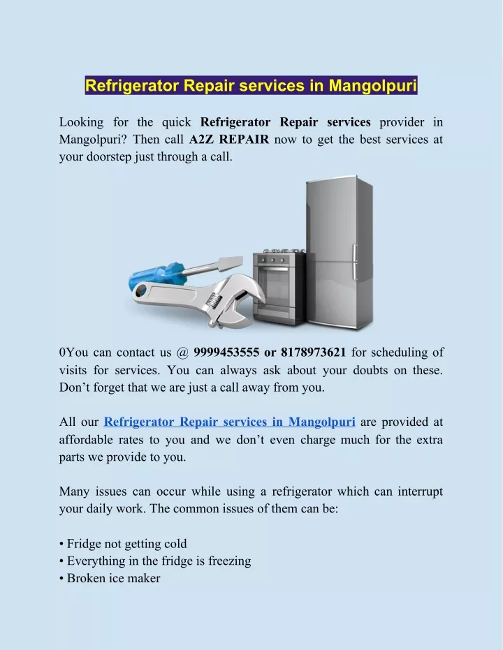 refrigerator repair services in mangolpuri