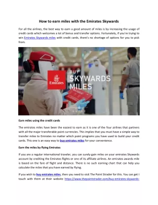 Buy Emirates Miles | The Points Trader
