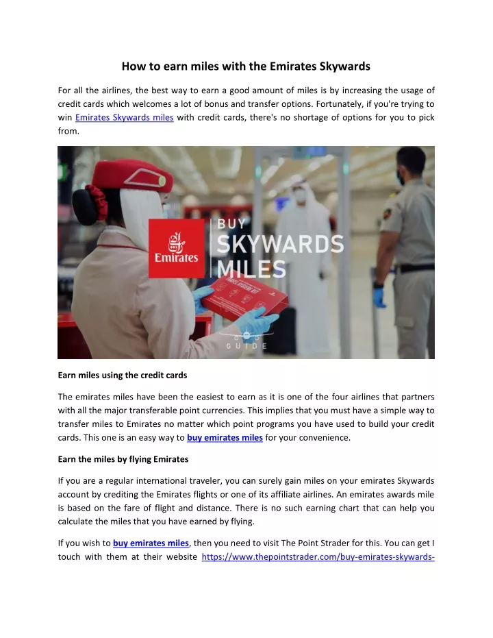 how to earn miles with the emirates skywards