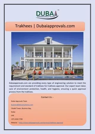 Trakhees | Dubaiapprovals.com