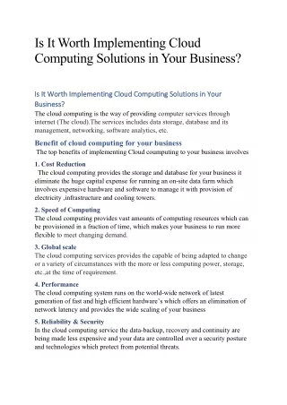 is it worth implementing cloud computing
