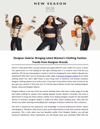 Designer Galerie- Bringing Latest Women’s Clothing Fashion Trends from Designer Brands